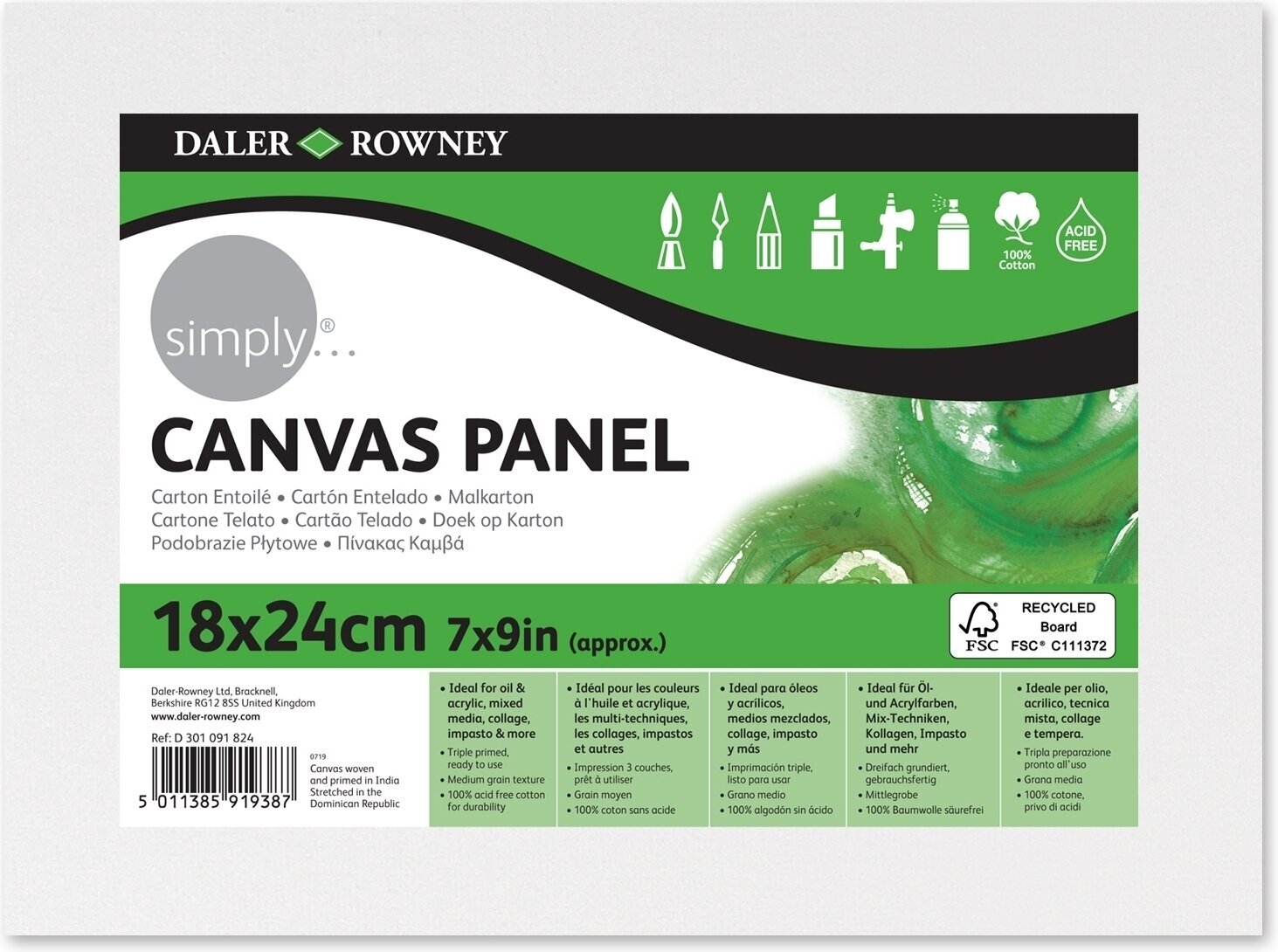 Painting Canvas Daler Rowney Painting Canvas Simply White 18 x 24 cm 1 pc