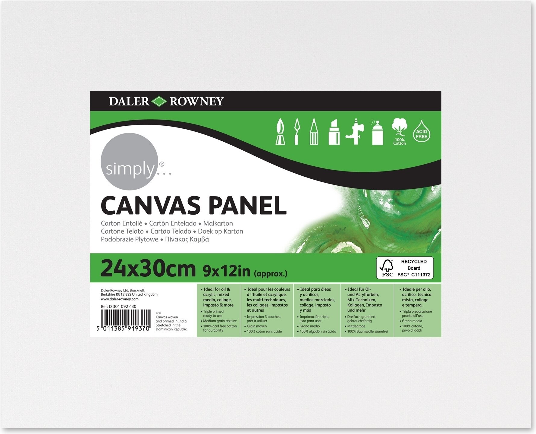 Painting Canvas Daler Rowney Painting Canvas Simply White 24 x 30 cm 1 pc