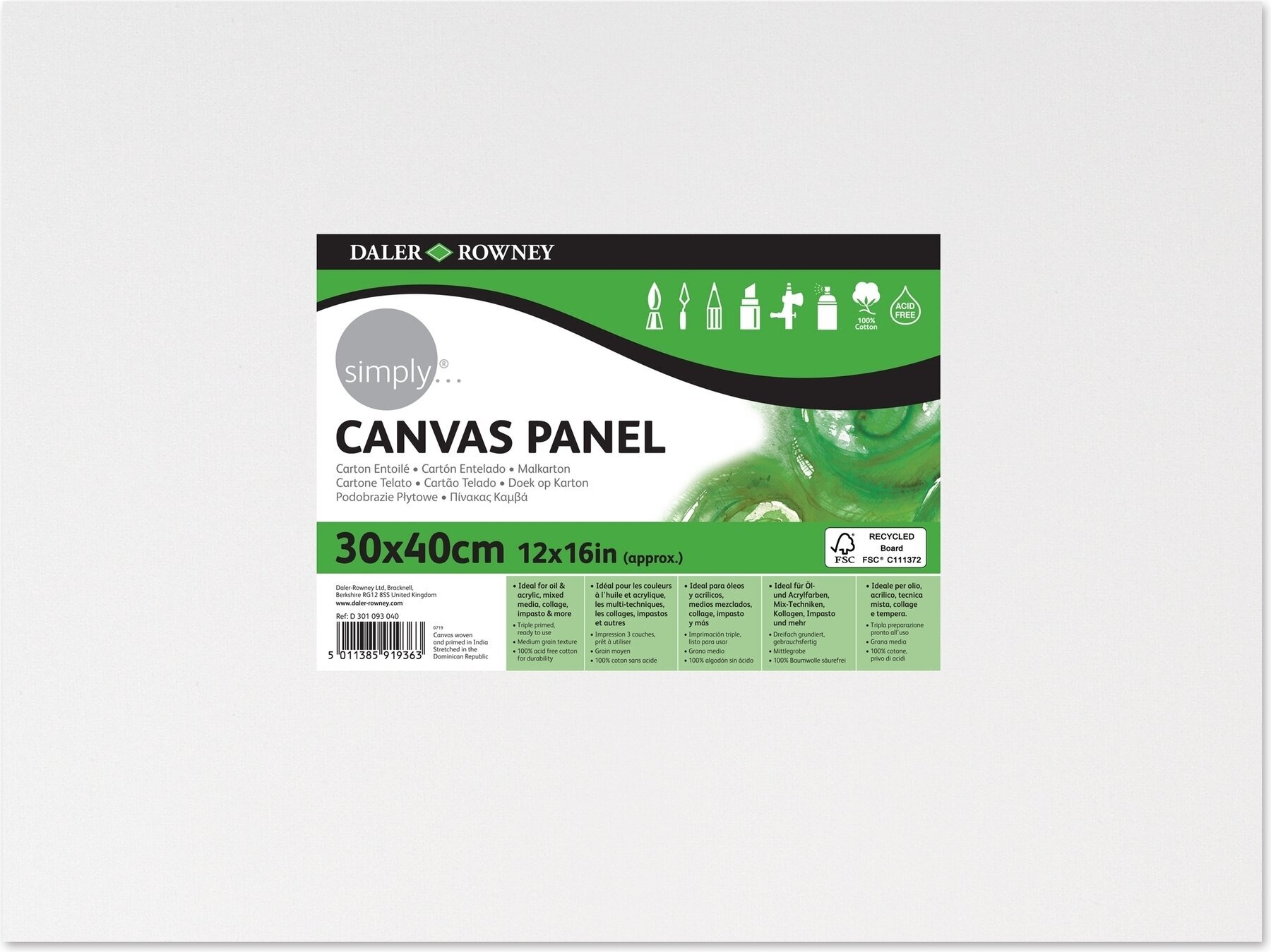 Painting Canvas Daler Rowney Painting Canvas Simply White 30 x 40 cm 1 pc
