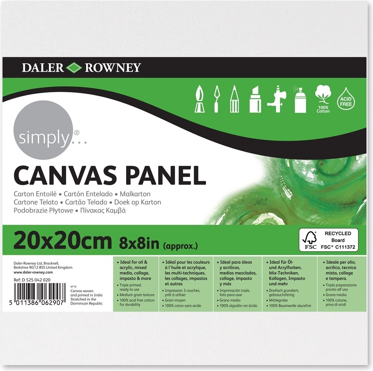 Painting Canvas Daler Rowney Painting Canvas Simply White 20 x 20 cm 1 pc