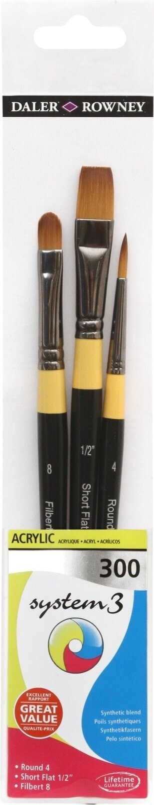 Pincel de pintura Daler Rowney System3 Acrylic Brush Synthetic Conjunto de pincéis 1 un.