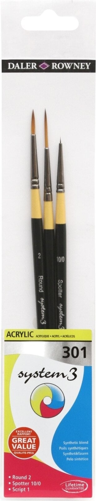 Cepillo de pintura Daler Rowney System3 Acrylic Brush Synthetic Juego de pinceles 1 pc