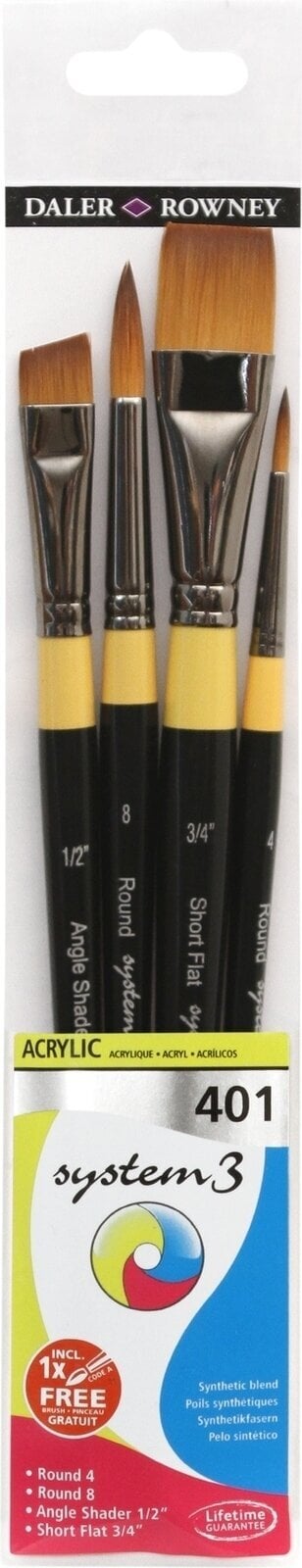 Cepillo de pintura Daler Rowney System3 Acrylic Brush Synthetic Juego de pinceles 1 pc