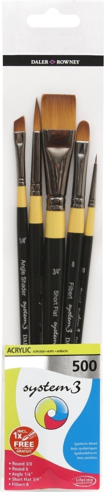 Pinsel Daler Rowney System3 Acrylic Brush Synthetic Pinselset 1 Stck