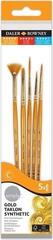 Кисть Daler Rowney Simply Acrylic Brush Gold Taklon Synthetic Round Liner Angle Shader and Fan Набір пензлів 5 Шт.