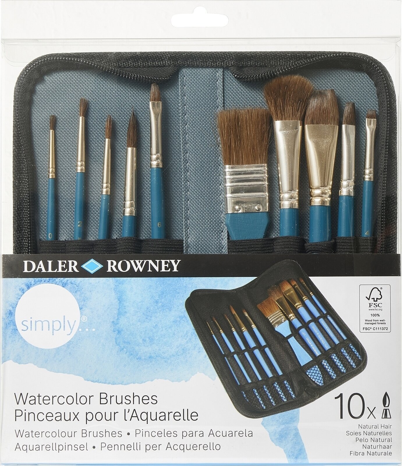 Pensula pictura Daler Rowney Simply Watercolour Brush Natural Set pensule 1 buc