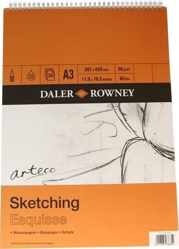 Blok za skiciranje Daler Rowney Arteco Sketching Paper A3 95 g Blok za skiciranje