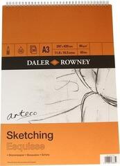 Eskizų knygelė Daler Rowney Arteco Sketching Paper Lightly Textured 95gsm Spiral Pad A3 Cream 30 Sheets
