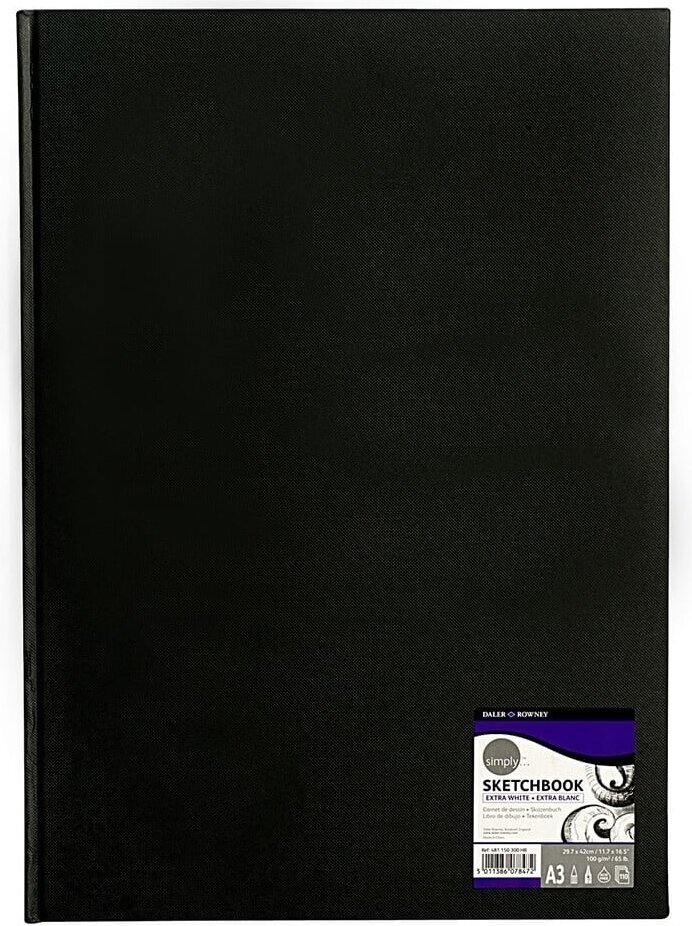 Carnet de croquis Daler Rowney Simply Sketchbook Simply A3 100 g Black Carnet de croquis