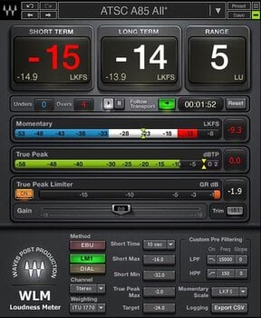 Plug-in de efeitos Waves WLM Plus Loudness Meter (Produto digital) - 1