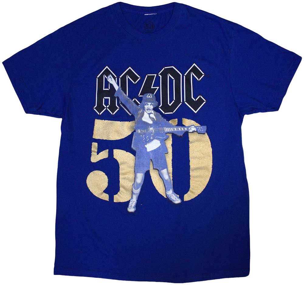 Shirt AC/DC Shirt Gold Fifty Blue L