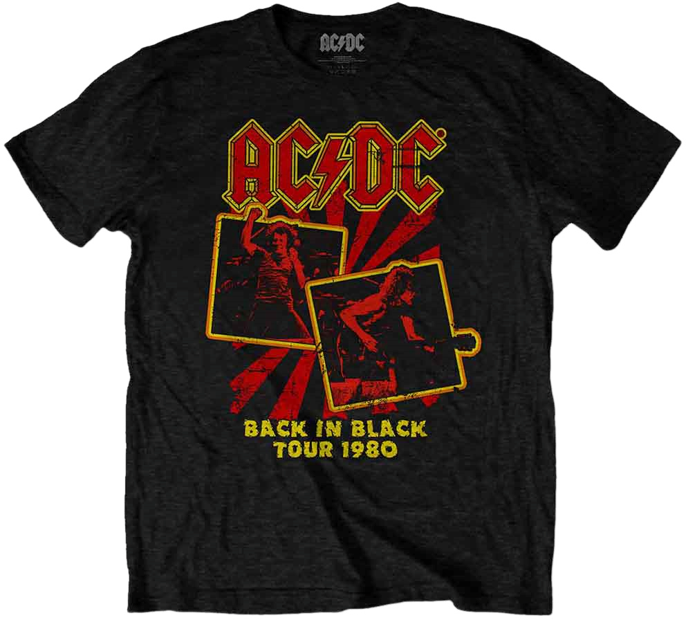 Camiseta de manga corta AC/DC Camiseta de manga corta Back in Black Tour 1980 Black S