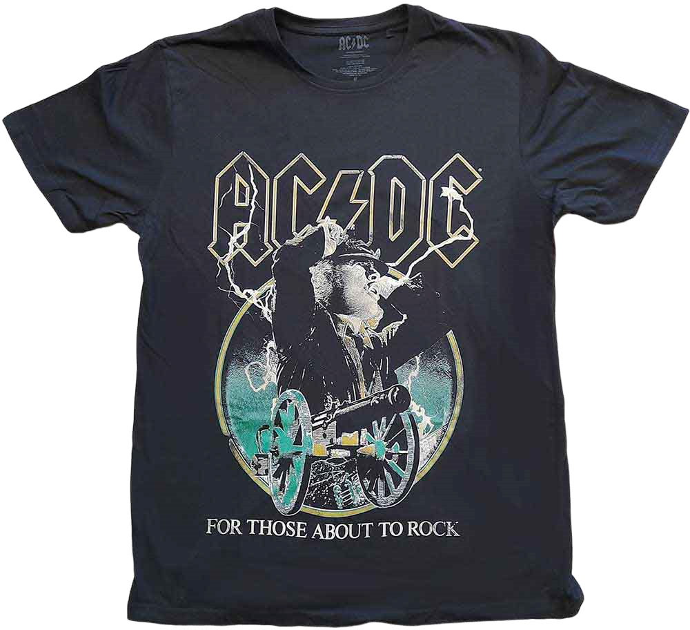 T-Shirt AC/DC T-Shirt For Those About To Rock Yellow Outlines Unisex Black XL