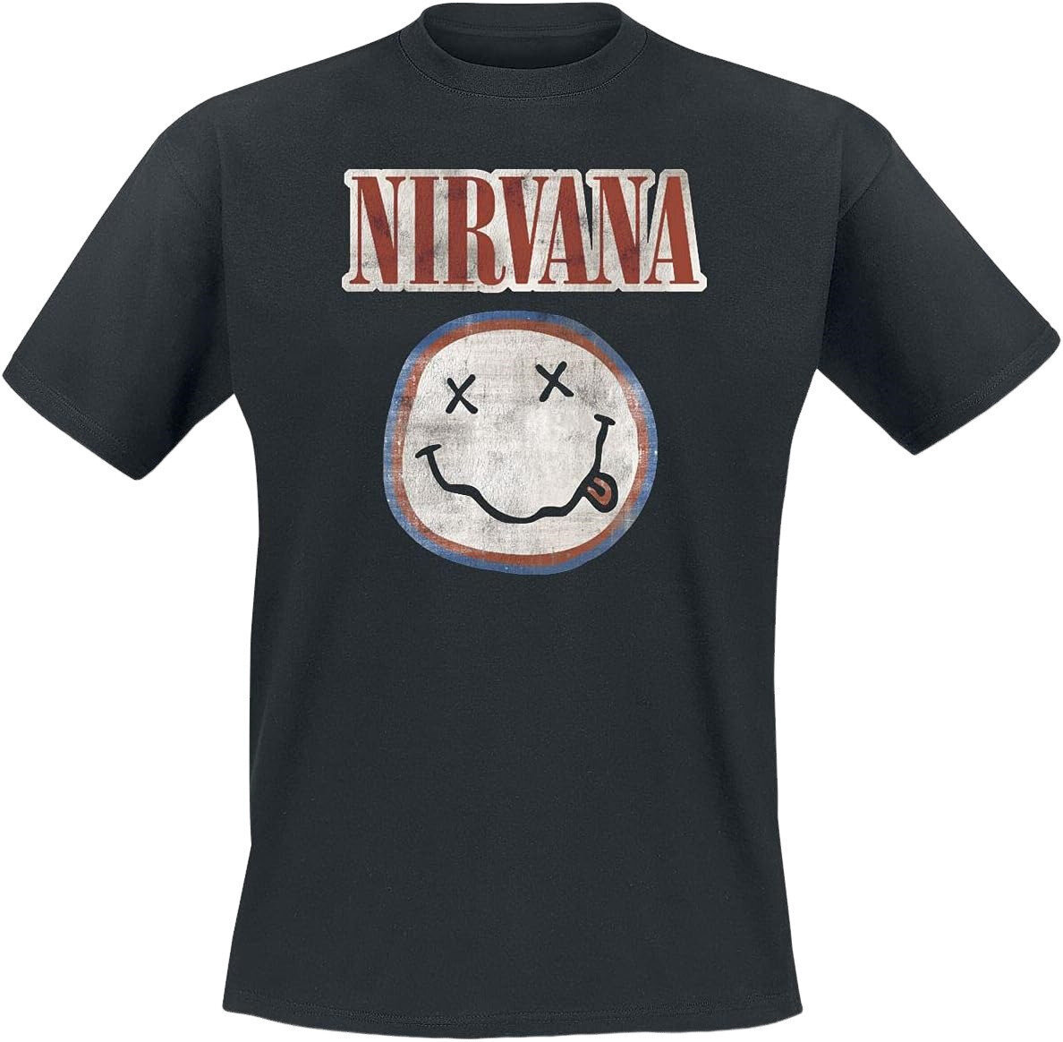 Camiseta de manga corta Nirvana Camiseta de manga corta Distressed Logo Unisex Black S