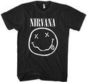 Nirvana White Happy Face Black S T-shirt