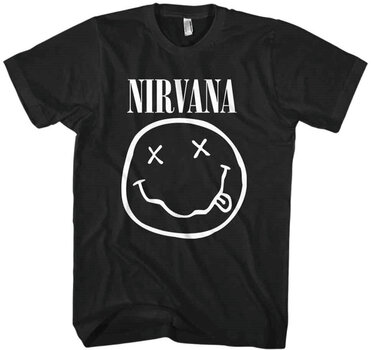 T-Shirt Nirvana T-Shirt White Smiley Black L - 1
