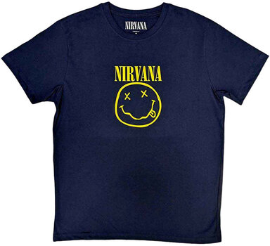 T-Shirt Nirvana T-Shirt Yellow Smiley Navy S - 1