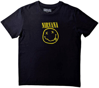 T-Shirt Nirvana T-Shirt Yellow Smiley Flower Sniffin' Black S - 1