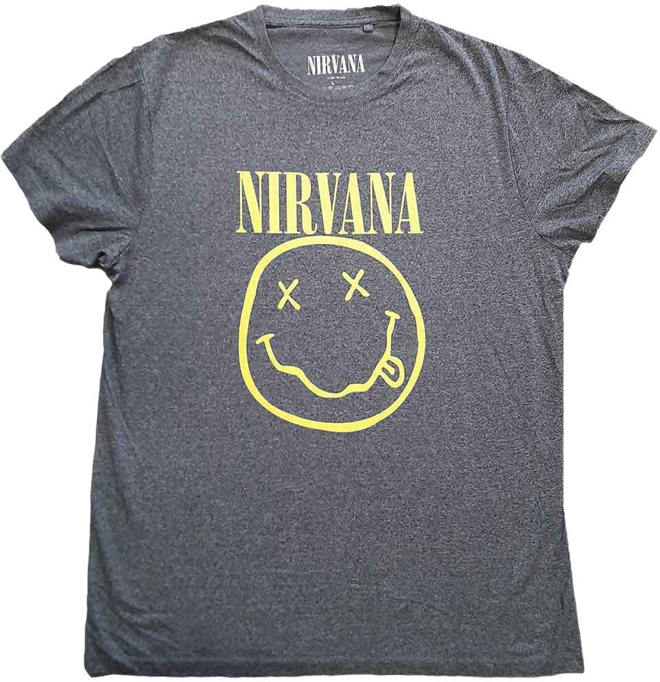 T-Shirt Nirvana T-Shirt Yellow Smiley Flower Sniffin' Brindle L