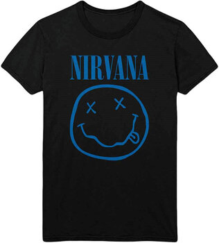 T-Shirt Nirvana T-Shirt Blue Smiley Black S - 1
