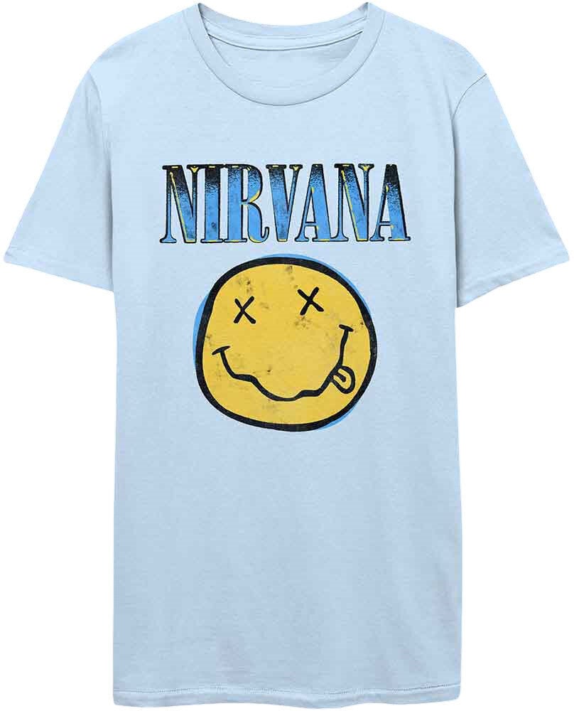 T-Shirt Nirvana T-Shirt Xerox Smiley Blue Light Blue M