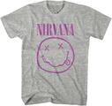 Nirvana Purple Happy Face Grey M Tricou