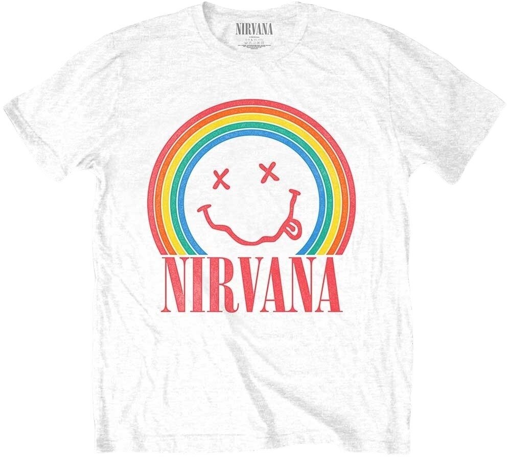 Shirt Nirvana Shirt Smiley Rainbow White S