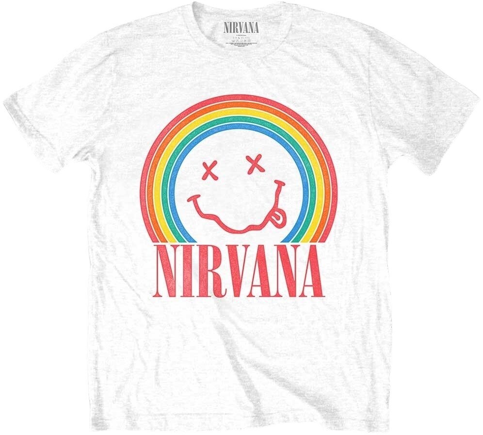 T-shirt Nirvana T-shirt Smiley Rainbow White 2XL