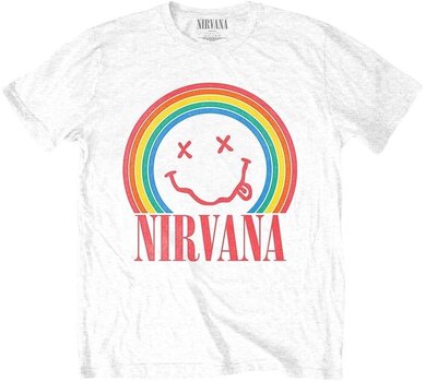 T-shirt Nirvana T-shirt Smiley Rainbow White 2XL - 1