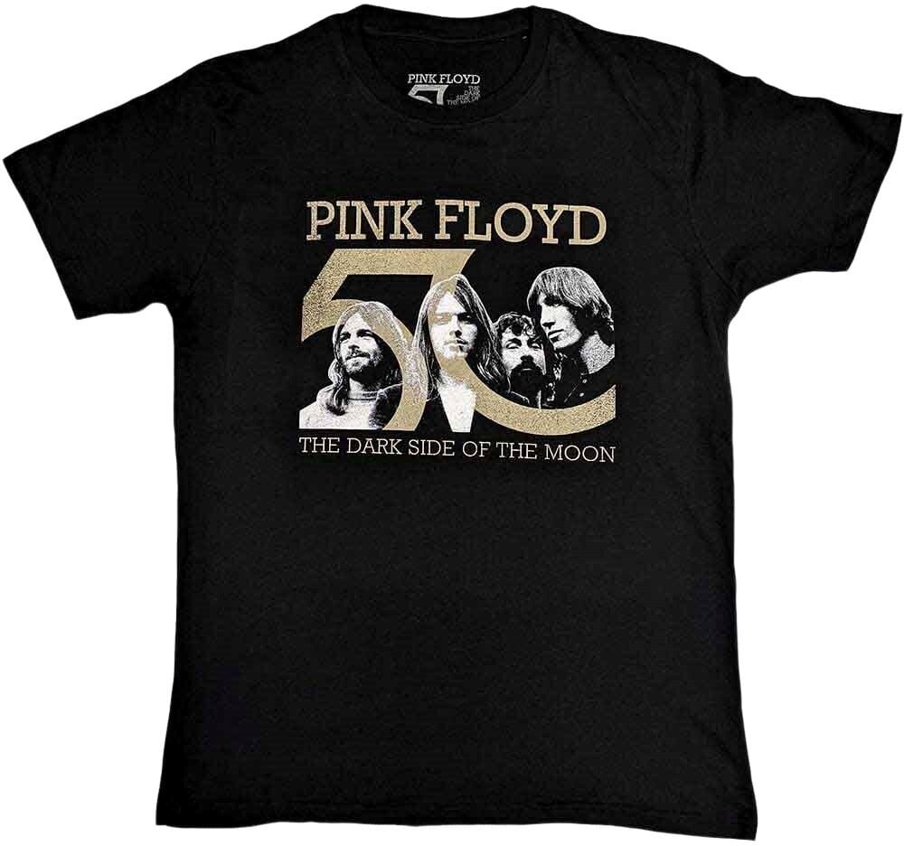 T-Shirt Pink Floyd T-Shirt Band Photo & 50th Logo Black S