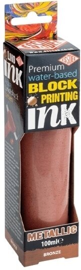 Färg för linoleumsnitt Essdee Premium Block Printing Ink Färg för linoleumsnitt Metallic Bronze 100 ml