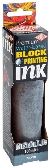 Verf voor linosnede Essdee Premium Block Printing Ink Verf voor linosnede Metallic Silver 100 ml