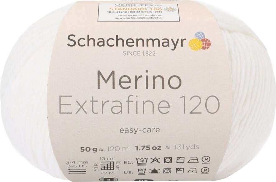 Kötőfonal Schachenmayr Merino Extrafine 120 00101 Kötőfonal