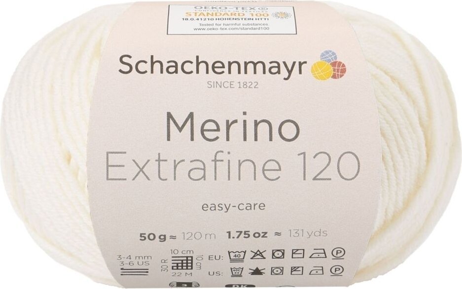 Fil à tricoter Schachenmayr Merino Extrafine 120 00102 Fil à tricoter