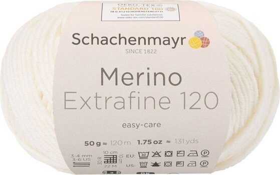 Fil à tricoter Schachenmayr Merino Extrafine 120 00102 Fil à tricoter - 1