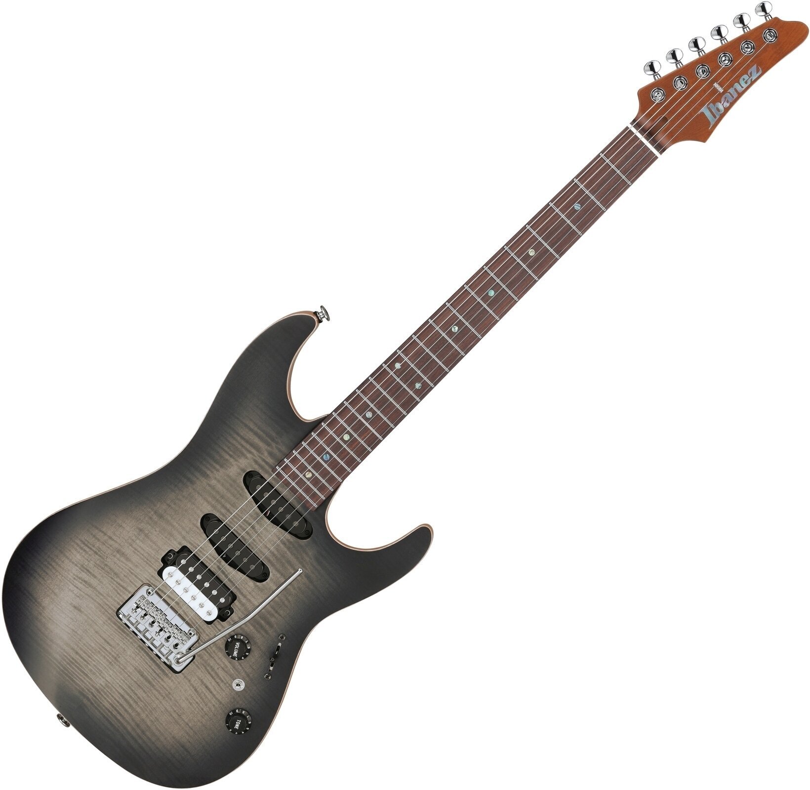 Elektrische gitaar Ibanez TQM2-CUF Charcoal Black Burst
