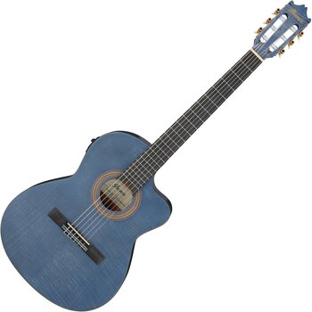 Klassisk gitarr med förförstärkare Ibanez GA5FMTCE-OB Berry Blue - 1