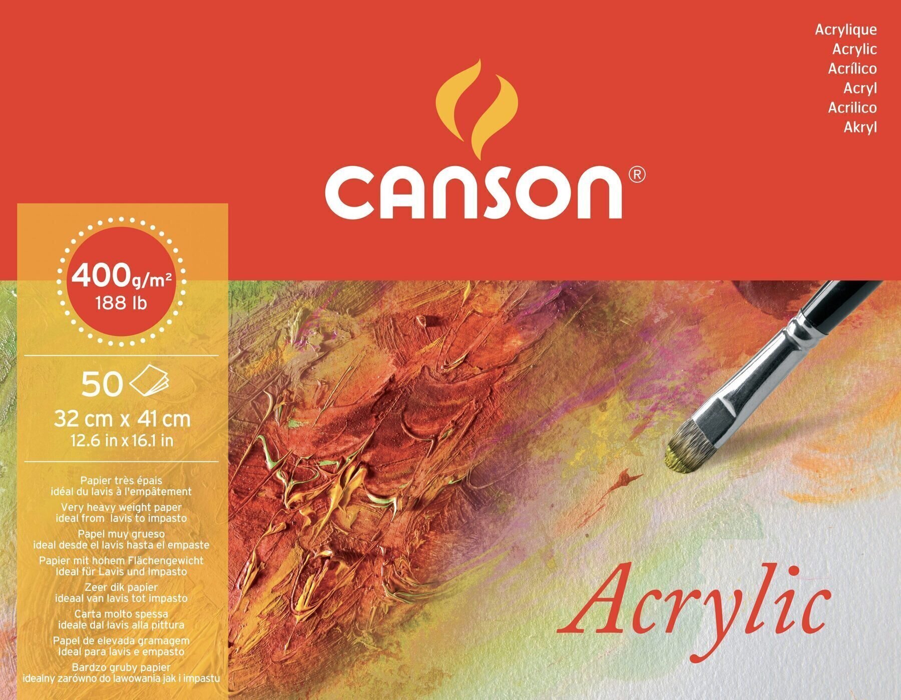 Sketchbook Canson Acrylique Cold Pressed 32 x 24 cm 400 g Natural White Sketchbook