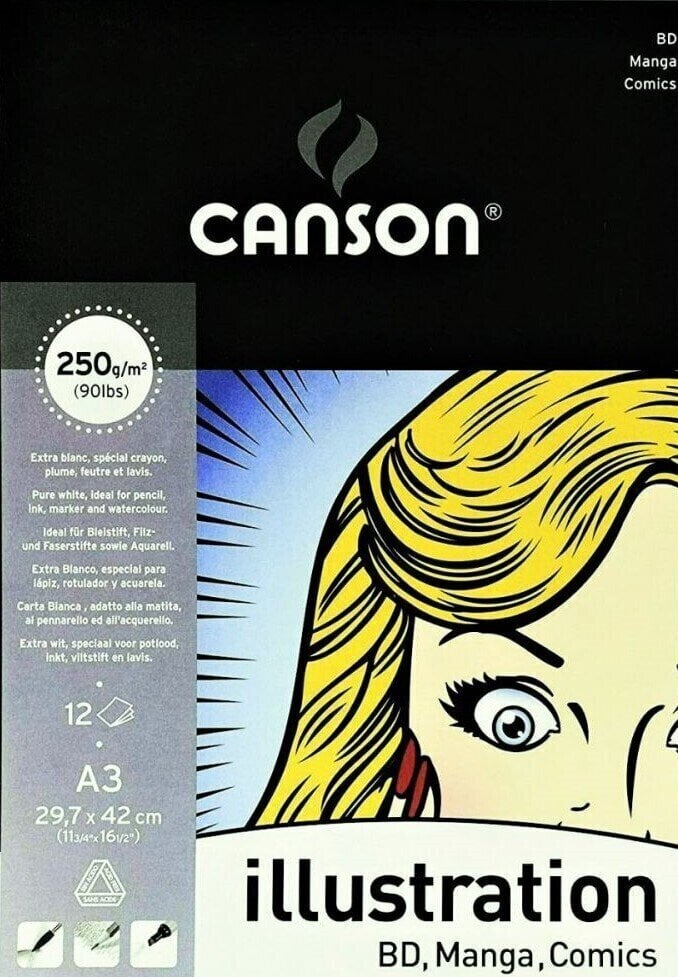 Carnete de Schițe Canson Illustration Manga A3 250 g White Carnete de Schițe