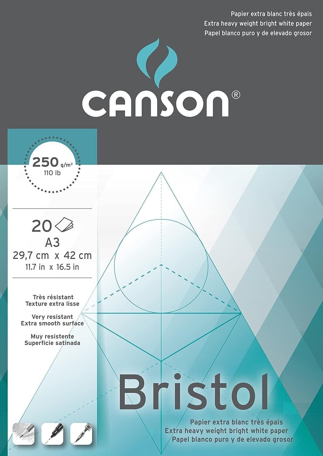 Bloc de dibujo Canson Illustration Bristol Graphic A3 250 g Blanco Bloc de dibujo