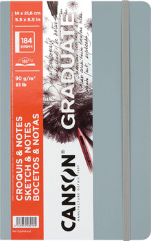 Скицник Canson Book Hardbound Graduate Sketch & Notes 21,6 x 14 cm 90 g Light Grey Скицник - 1