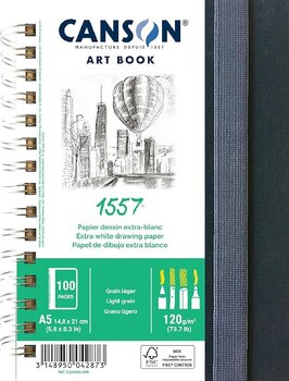 Sketchbook Canson Book Wire Bound Long Side A5 120 g Portrait Sketchbook - 1