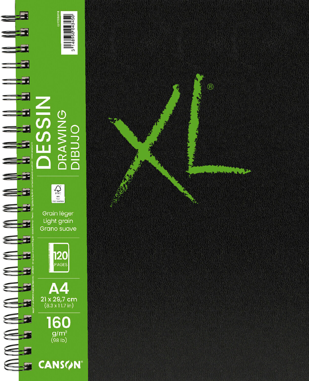 Skizzenbuch Canson Book Wire Bound Long Side XL Drawing A4 160 g Portrait Skizzenbuch
