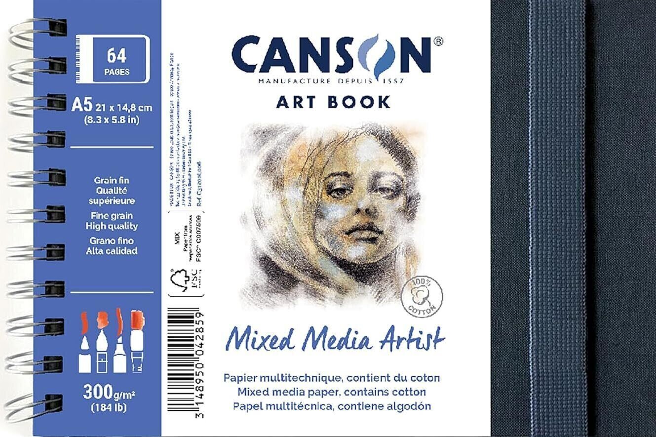 Livro de desenho Canson Book Wire Bound Short Side A5 300 g Landscape Livro de desenho
