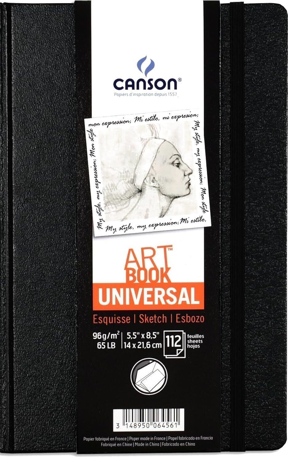 Carnet de croquis Canson Liv Universal 21,6 x 14 cm 96 g Black Carnet de croquis