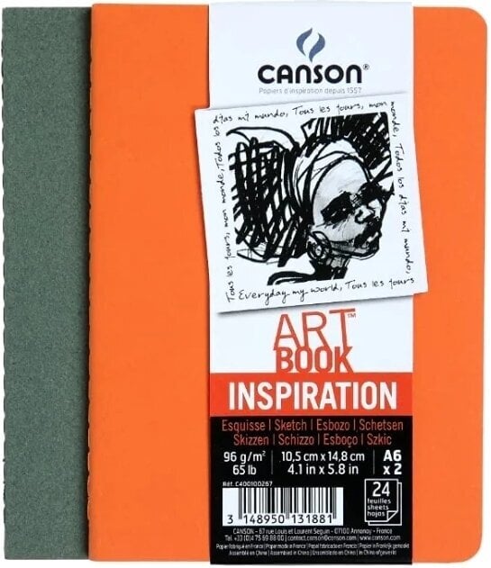 Bloc de dibujo Canson Lot 2 Hardbound Books Inspiration A6 96 g Vert Green/Orange Bloc de dibujo