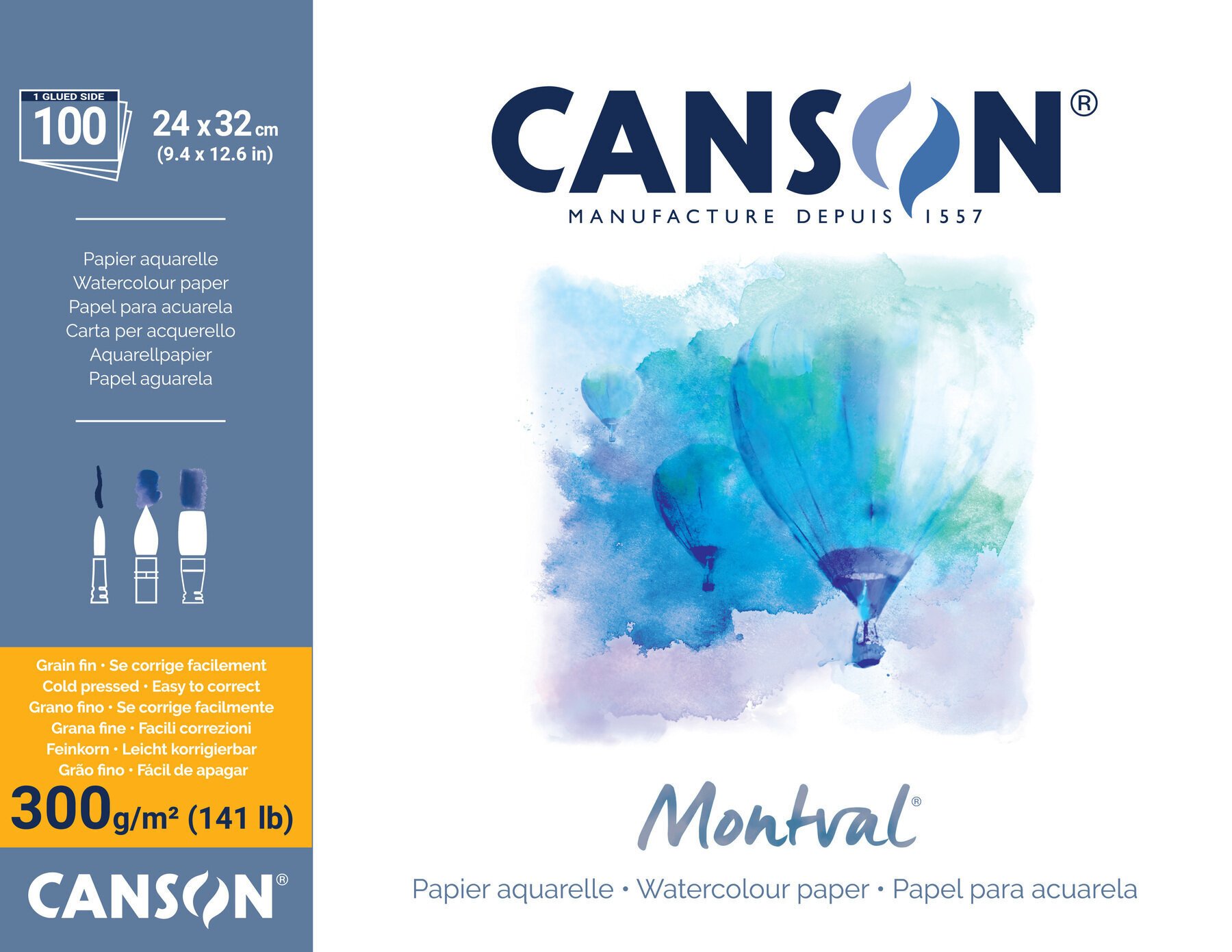 Скицник Canson Pad Montval Cold Pressed 32 x 24 cm 300 g Natural White Скицник