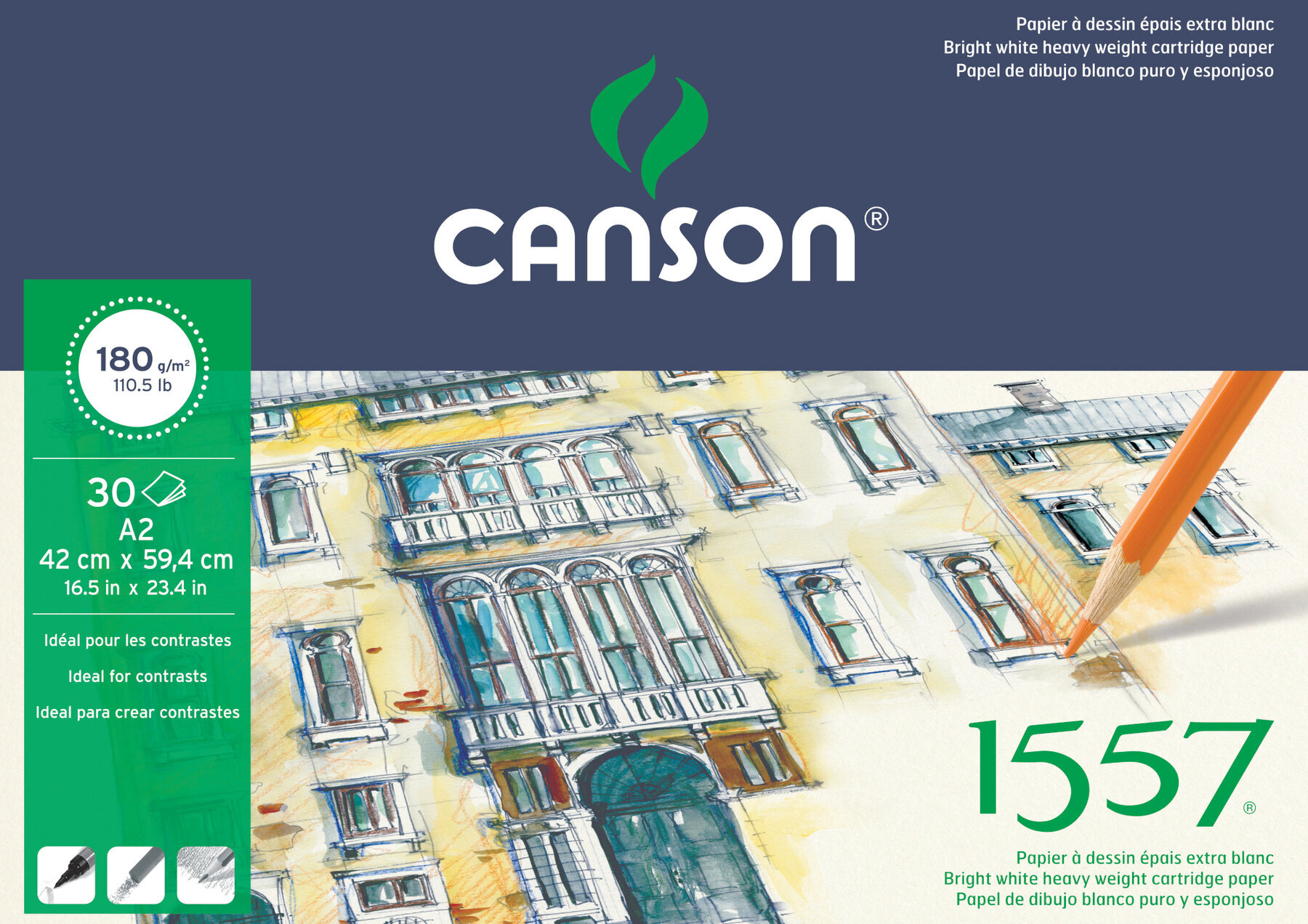 Скицник Canson Pad 1557 Drawing A2 180 g Скицник
