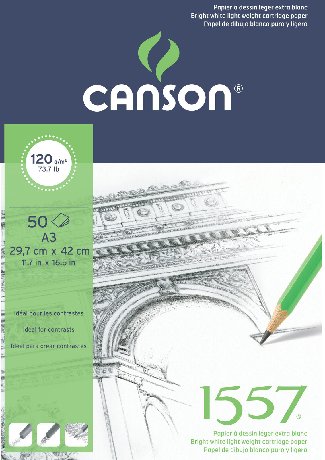 Bloc de dibujo Canson Pad 1557 Sketching A3 120 g Bloc de dibujo
