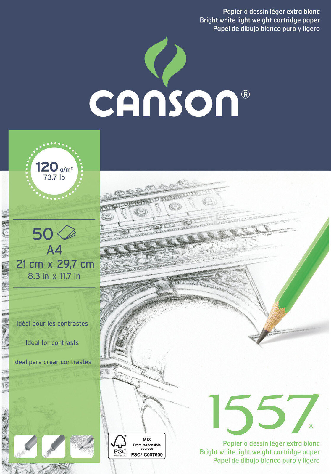 Schetsboek Canson Pad 1557 Sketching A4 120 g Schetsboek